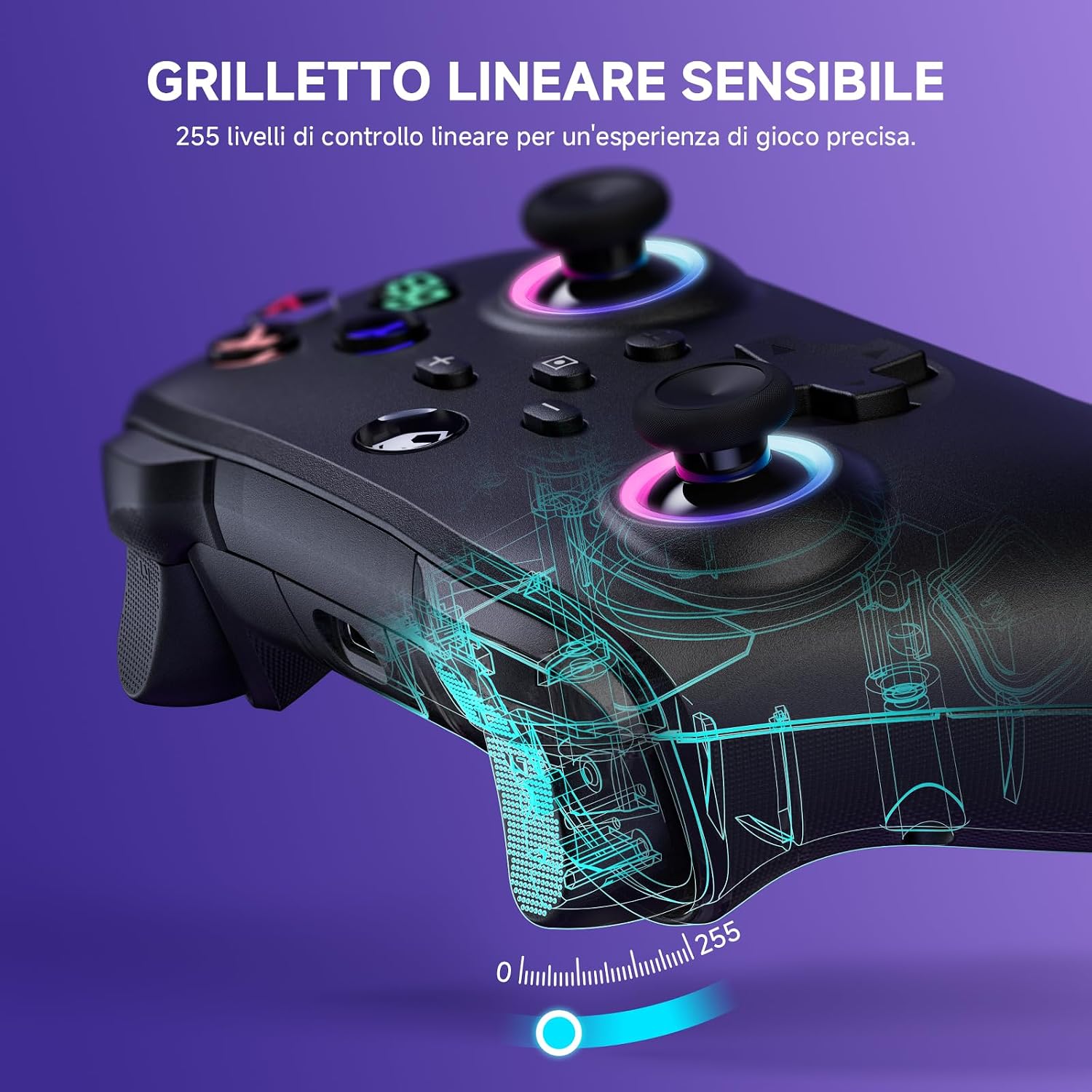 Thumbnail 2 de ECHTPower Controller per Switch/Switch 2 2025: Pro/PC Wireless, LED, Hall, 1000mAh, Turbo e Vibrazione