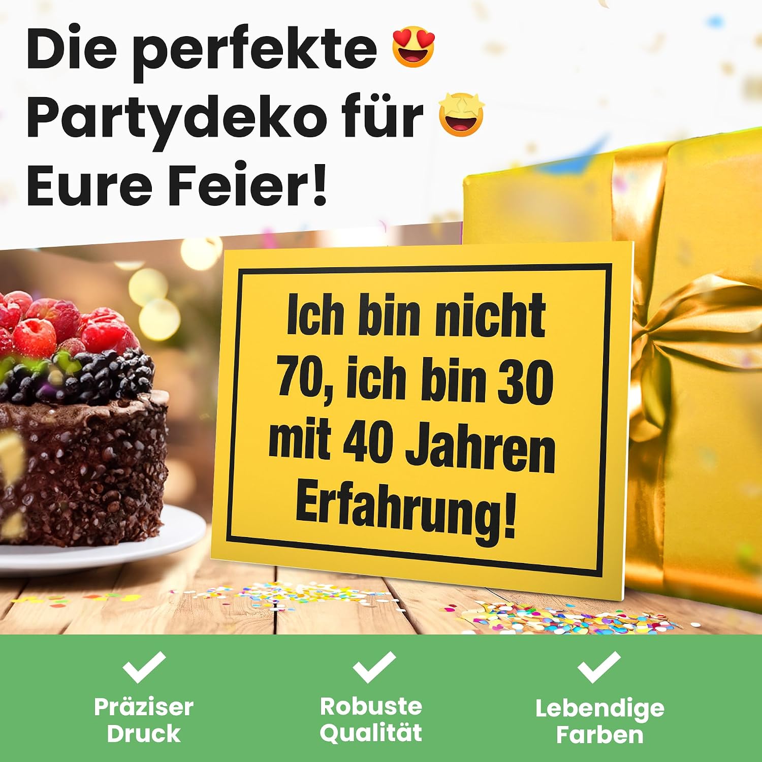 Detalle 2 de DankeDir! Ich bin nicht 70 Jahre Schild 30x20 cm