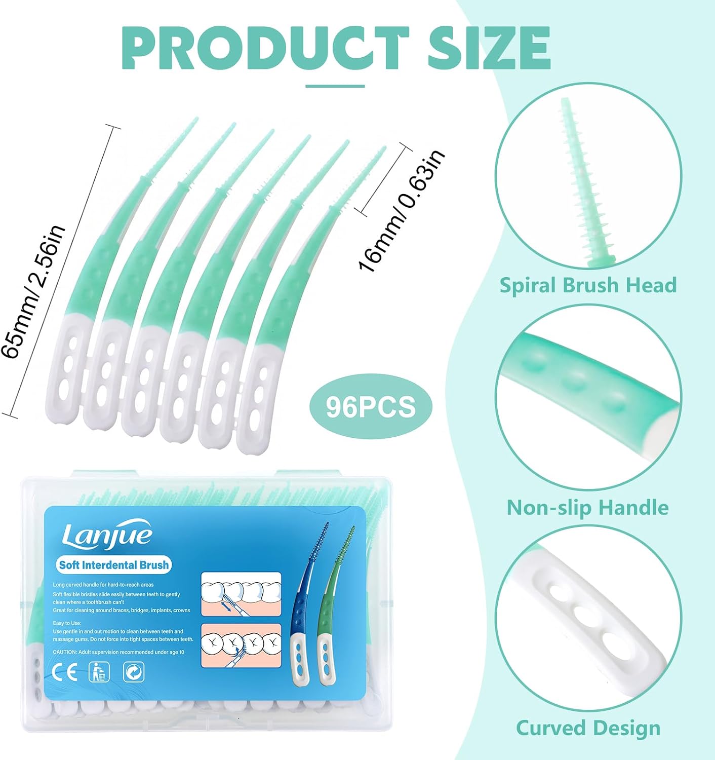 Detalle 2 de lanjue Interdental Brushes, 96 Count
