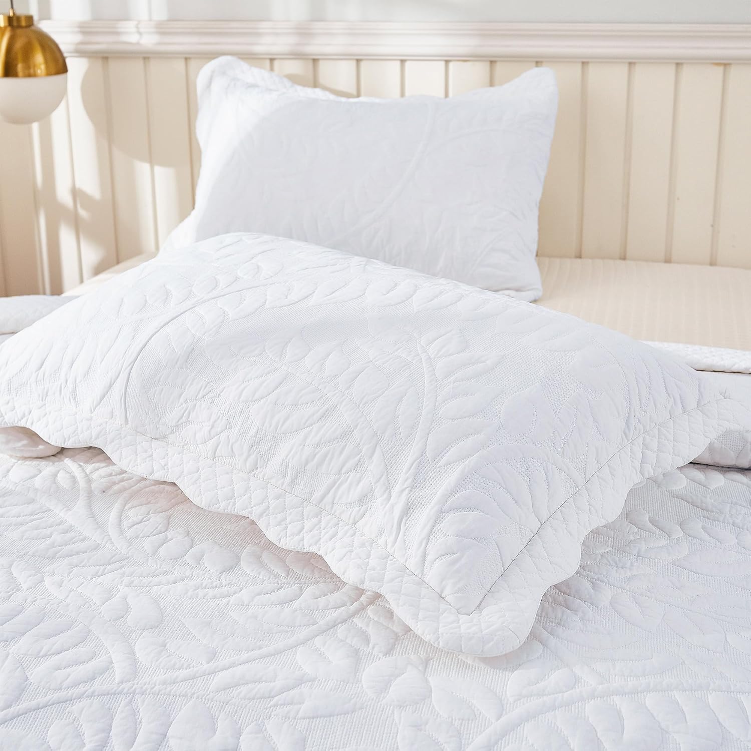 Thumbnail 5 de MarCielo 3-Piece 100% Cotton Oversized Bedspread Quilt Coverlet Set (Bright White, Oversized King)