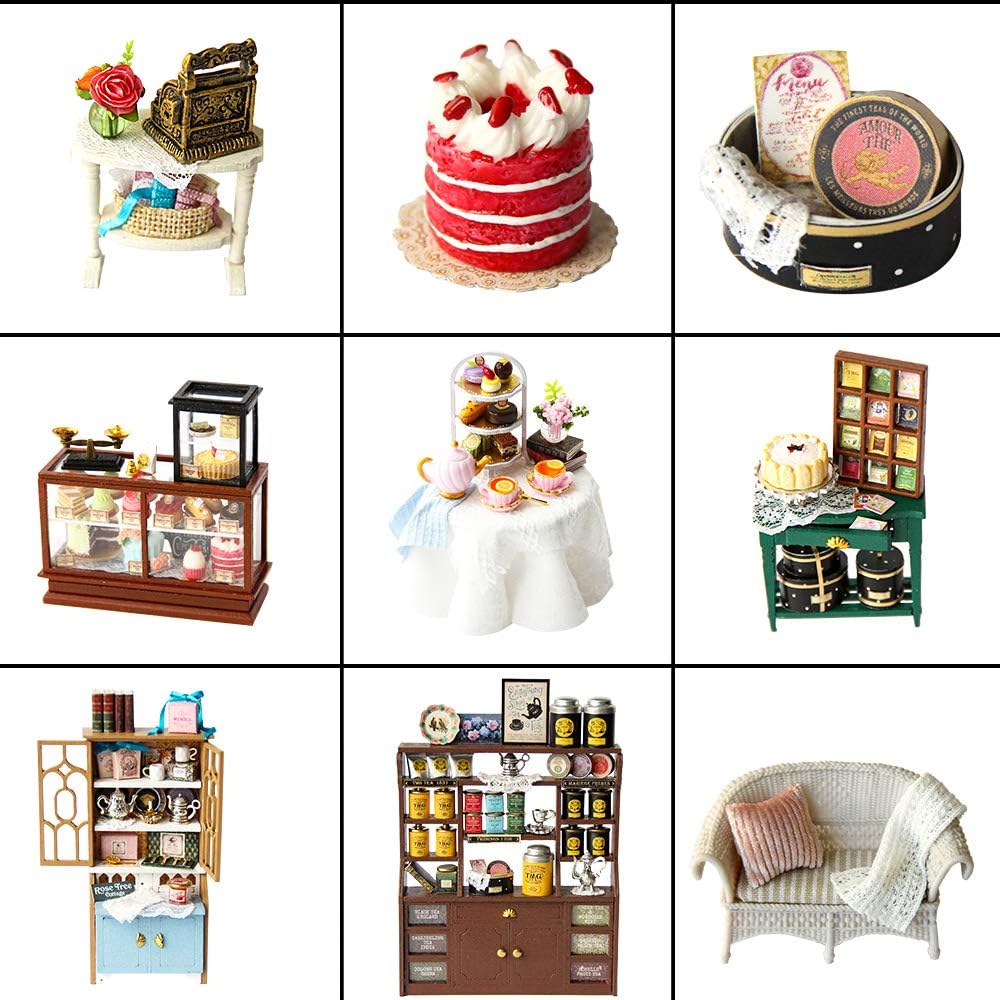 Thumbnail 6 de CUTEBEE Rose Garden Tea House 1:24 DIY Dollhouse Miniature Kit with Furniture