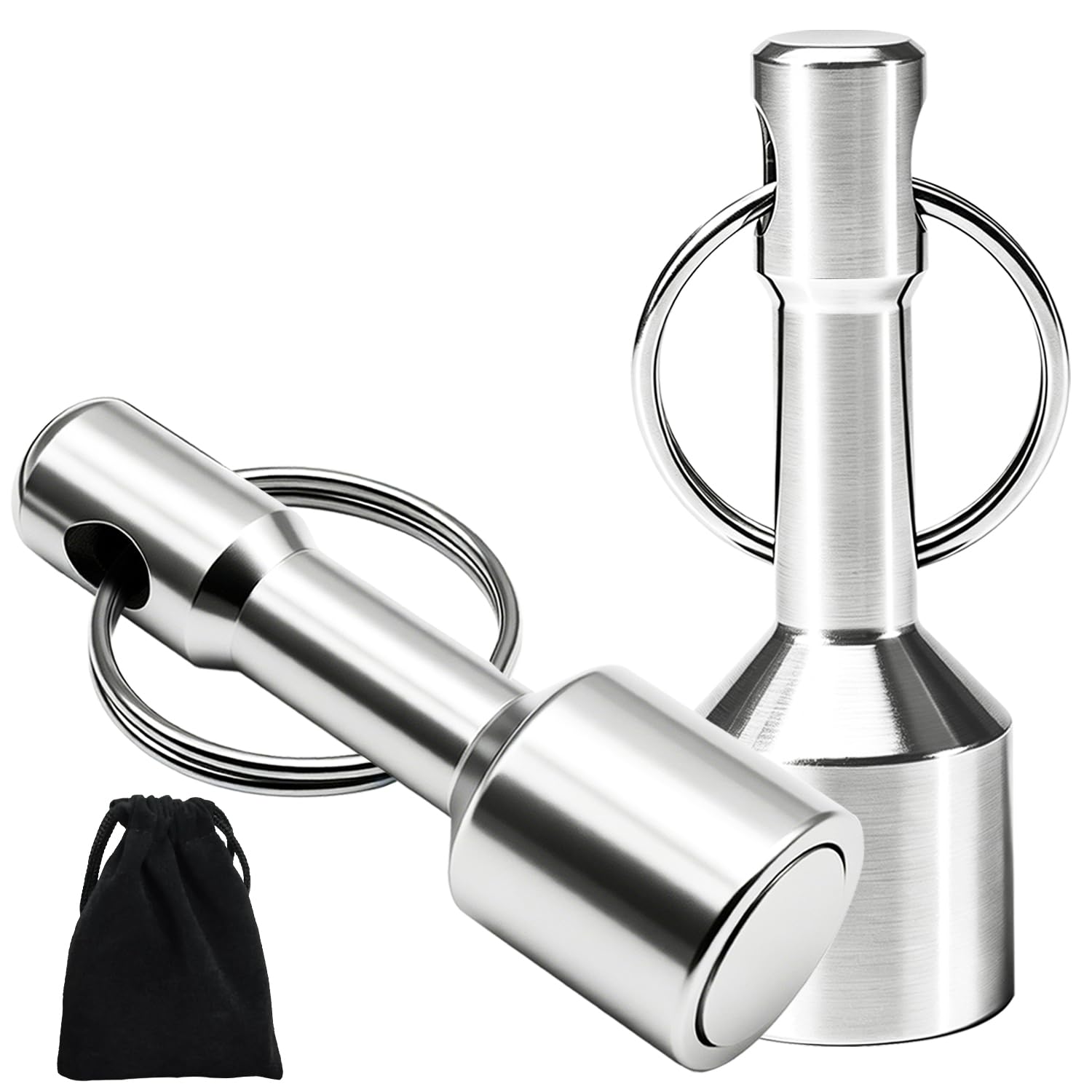 Detalle de AIJOJUMY 2-Pack 12 mm Keychain Magnets for Metal Testing with Velvet Pouch