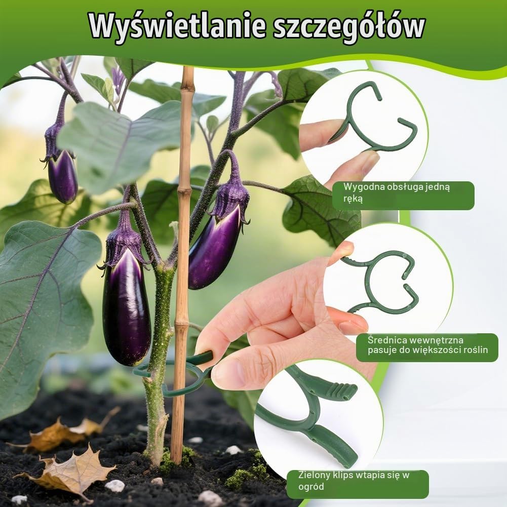 Detalle de ANOMM 210 klipsów do roślin M, zielone, z tworzywa sztucznego