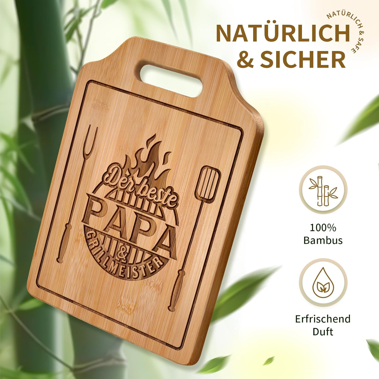 Thumbnail 2 de Giftasy Graviertes Bambus-Schneidebrett für Papa – Personalisiertes Geschenk mit Lasergravur