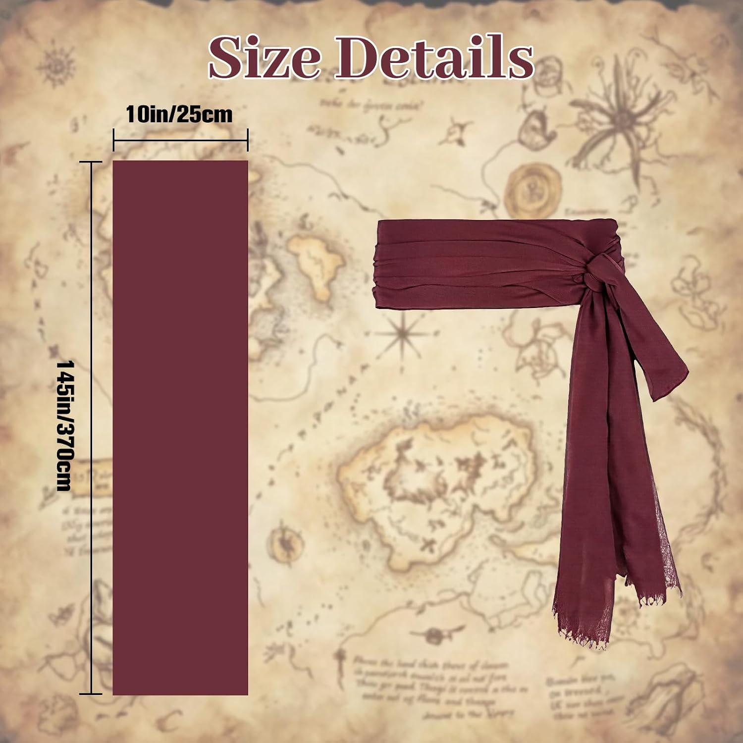 Thumbnail 4 de Two-Piece Satin Pirate Costume Accessories: Bandana and Sash
