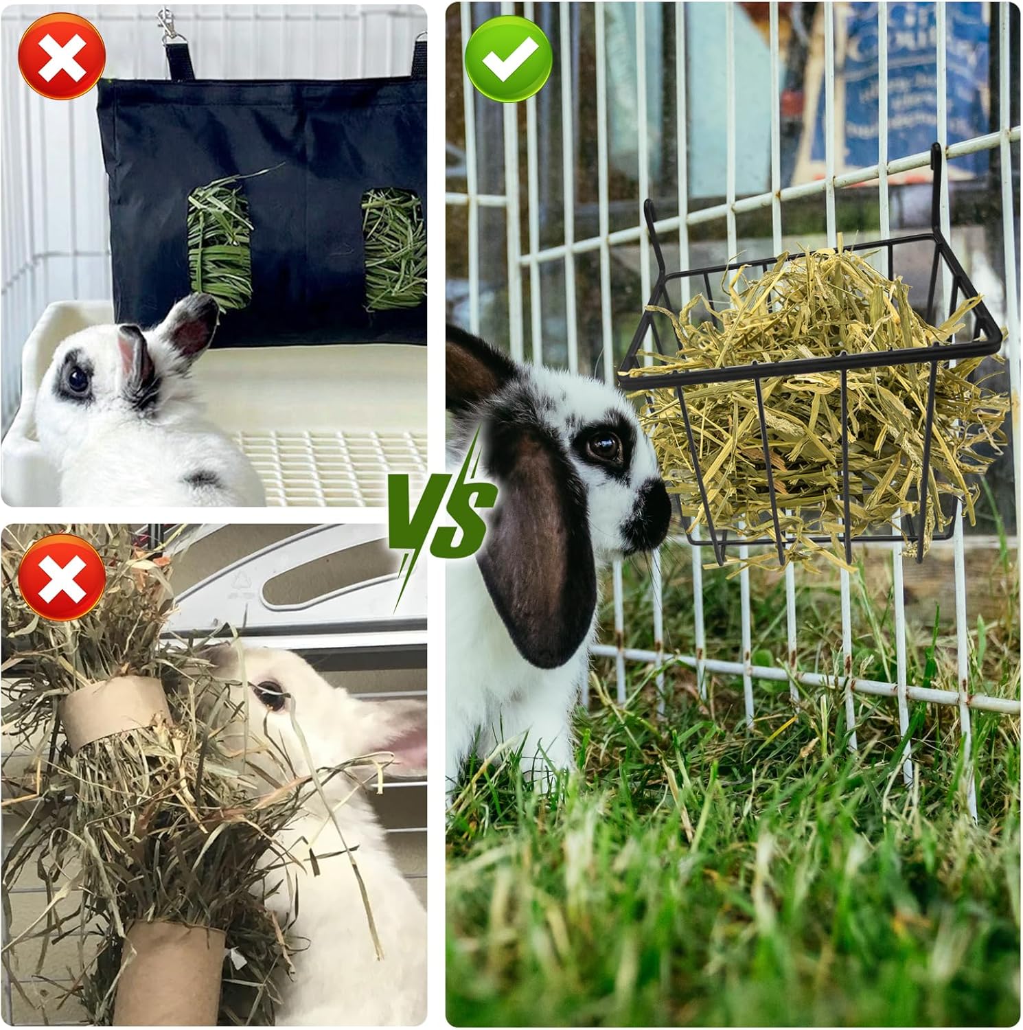 Detalle de 2 PCS Rabbit Hay Feeder and Guinea Pig Hay Feeder – Metal Cage Food Racks