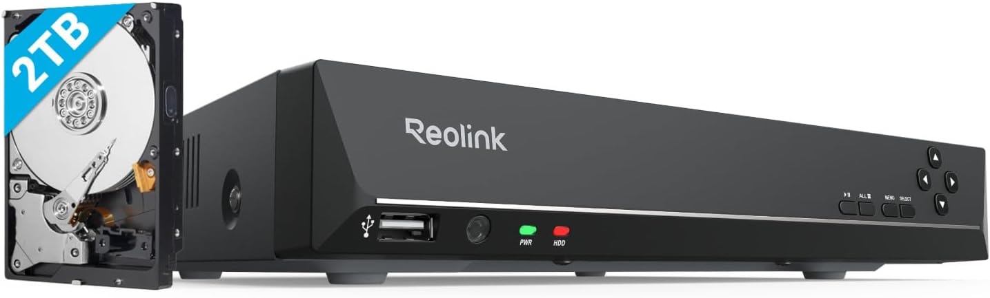 Detalle de Reolink NVR PoE 8 Canali con 2TB HDD, RLN8-410 – Registrazione 24/7 e gestione locale/remota