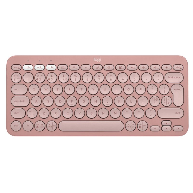 Detalle de Logitech Pebble Keys 2 K380s Rosa: teclado Bluetooth multidispositivo para uso cotidiano