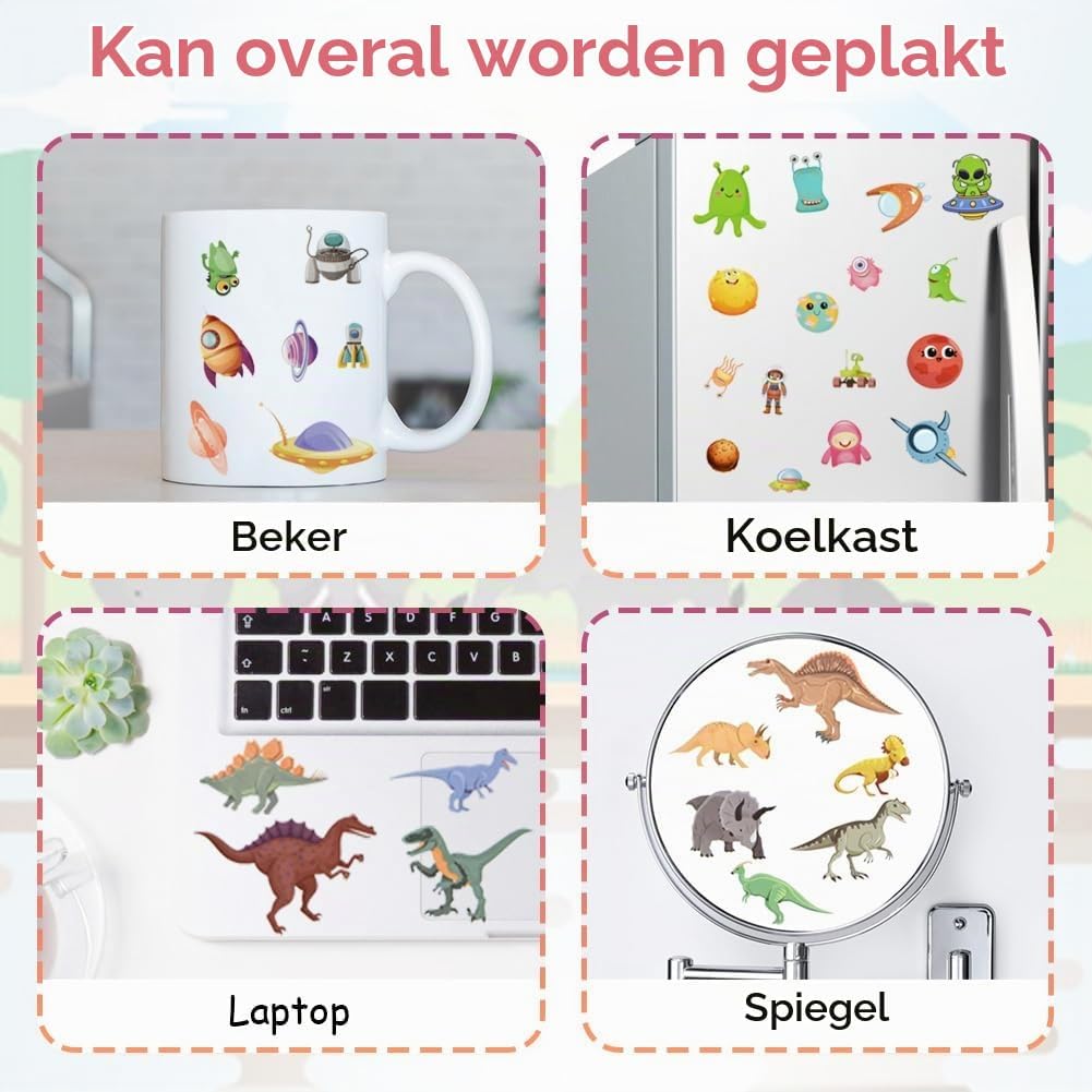 Detalle 1 de Vicloon herbruikbare stickerboeken: dinosauruspark en ruimtevaart, 2 stuks