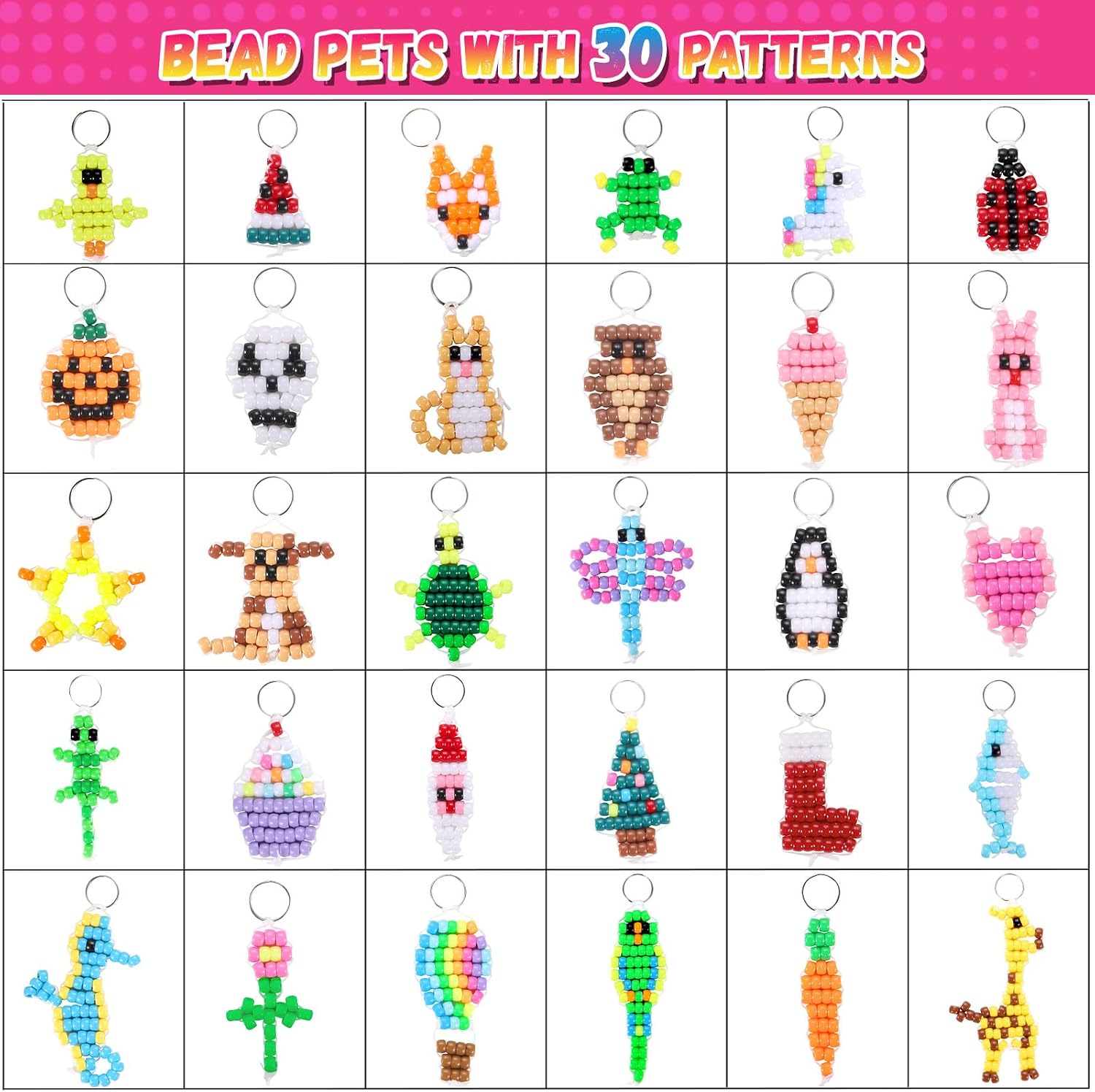 Thumbnail 6 de Funtopia Pony Beads Keychain Making Kit, 1,500 Beads and 30 Patterns