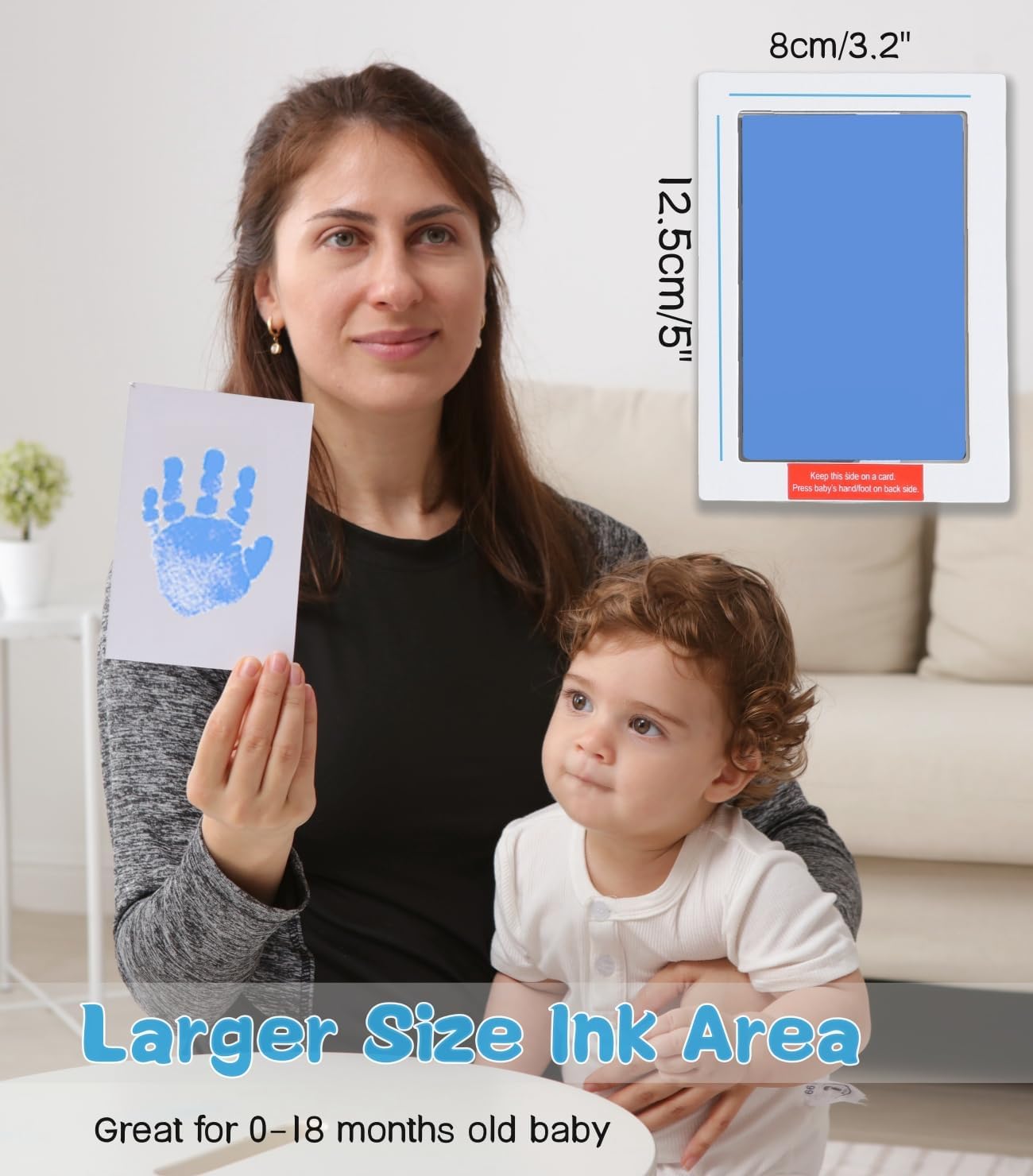 Thumbnail 4 de Zemiu Baby Handprint and Footprint XL Size Kit – 2 Clean-Touch Ink Pads, 6 Imprint Cards (Blue)