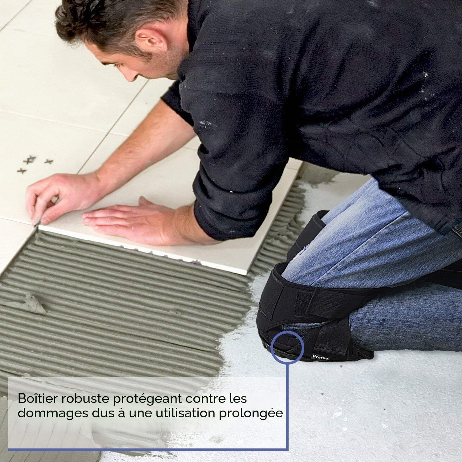 Thumbnail 5 de Preciva Genouillères Professionnelles Heavy Duty avec Gel et Mousse EVA – Confort et Protection pour la Construction