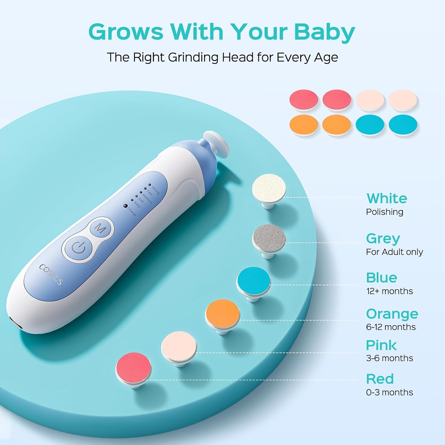 Thumbnail 5 de COSLUS Rechargeable Baby Nail File 5 speeds