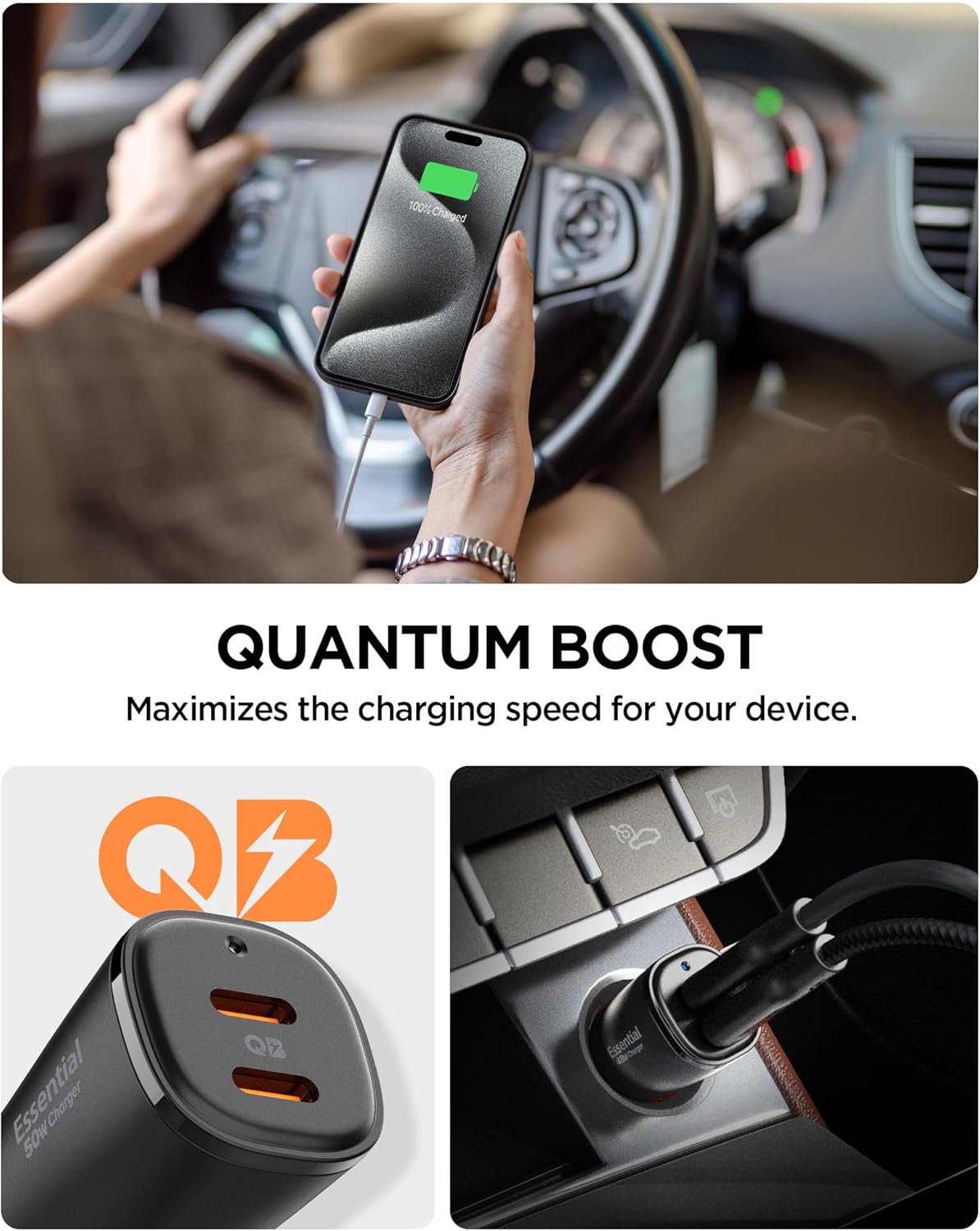 Thumbnail 4 de Spigen ArcStation Essential 50W – Chargeur allume-cigare double port USB‑C (PD/QC 3.0, PPS) compact