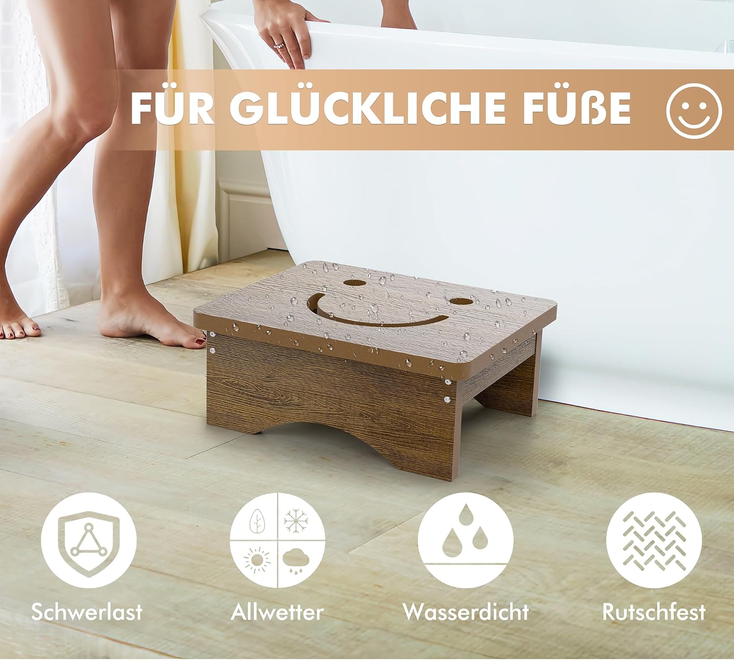 Detalle 2 de HFHOME Tritthocker 40 × 32 × 14 cm