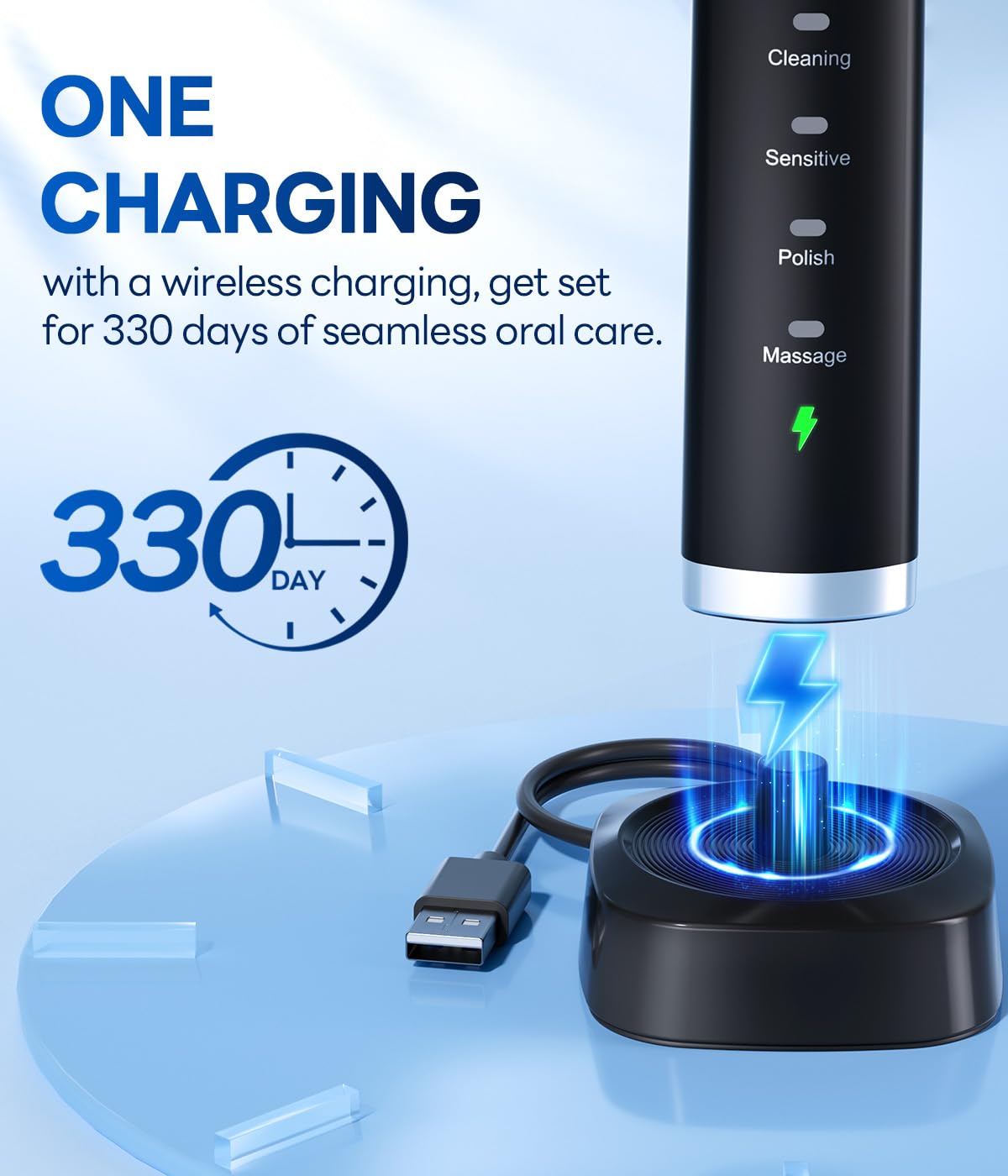 Thumbnail 2 de Bymore Electric Toothbrush for Adults with 8 Heads, 330-Day Battery, 5 Modes – Black