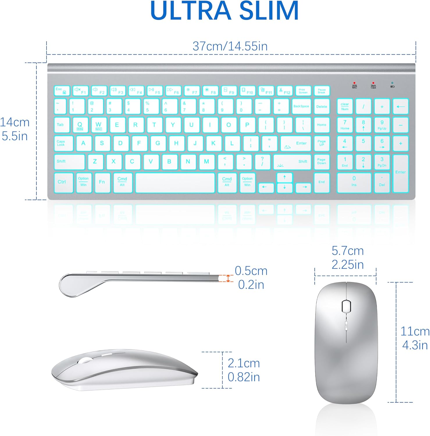 Thumbnail 5 de TopMate Ultra-Slim Wireless Keyboard and Mouse Combo (2.4G) with 7-Color Backlight and Silent Mouse