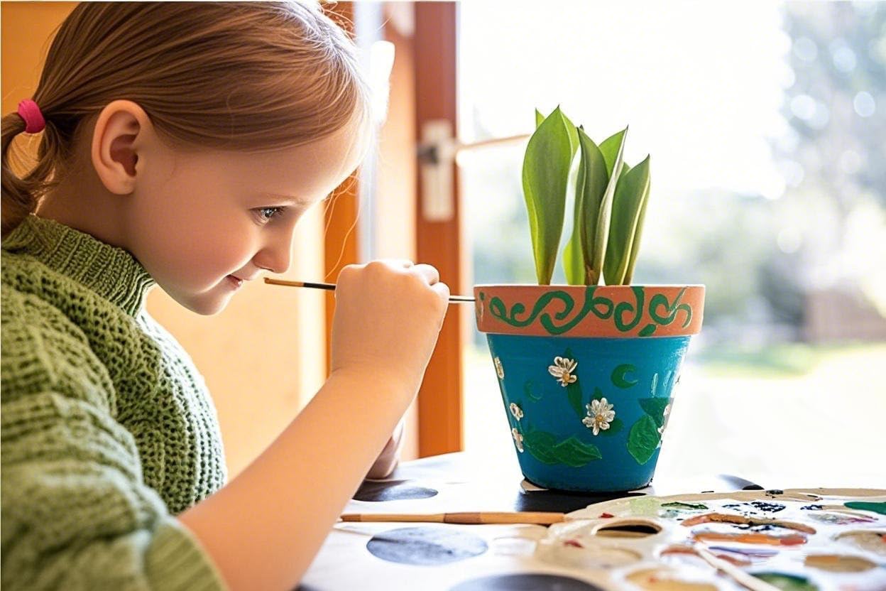 Detalle de Paint & Plant Flower Growing Gardening Kit with 3 Pots for Kids