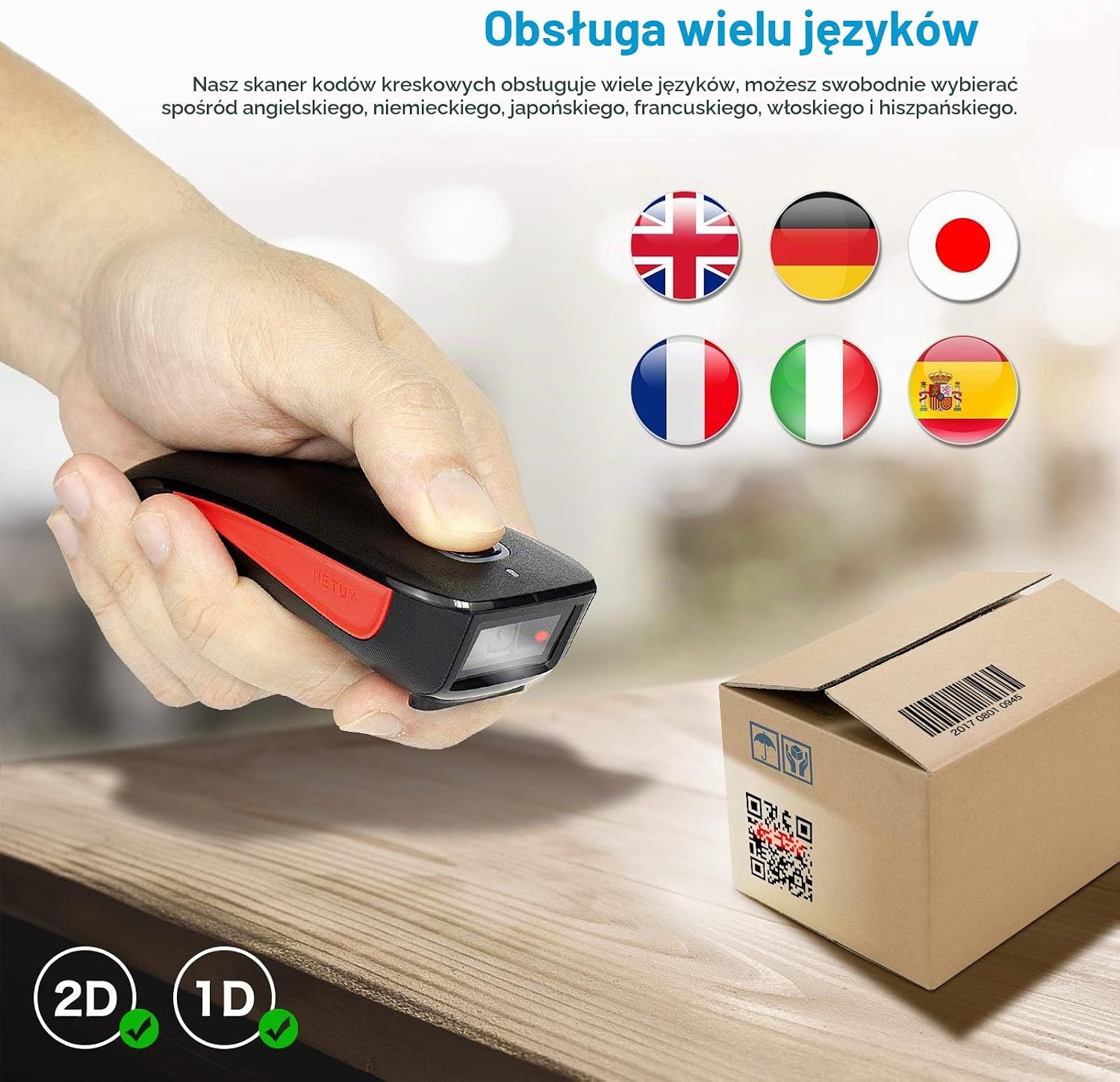 Thumbnail 6 de NETUM C990 – kieszonkowy skaner kodów kreskowych 1D/2D, Bluetooth, USB i 2,4 GHz