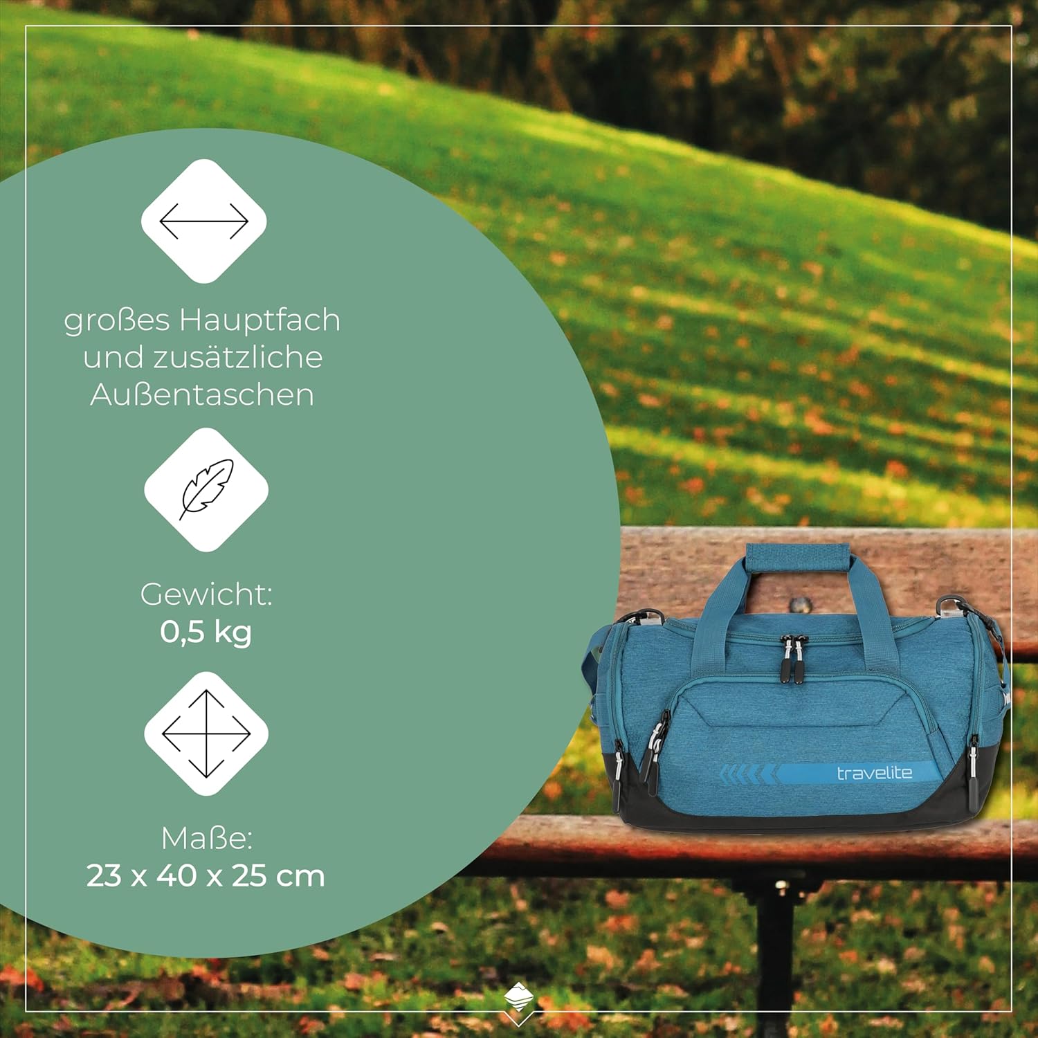 Detalle 2 de travelite Reisetasche Handgepäck „Kick Off“ als Weekender (40 cm, 23 Liter) – leicht & für Sport/Urlaub