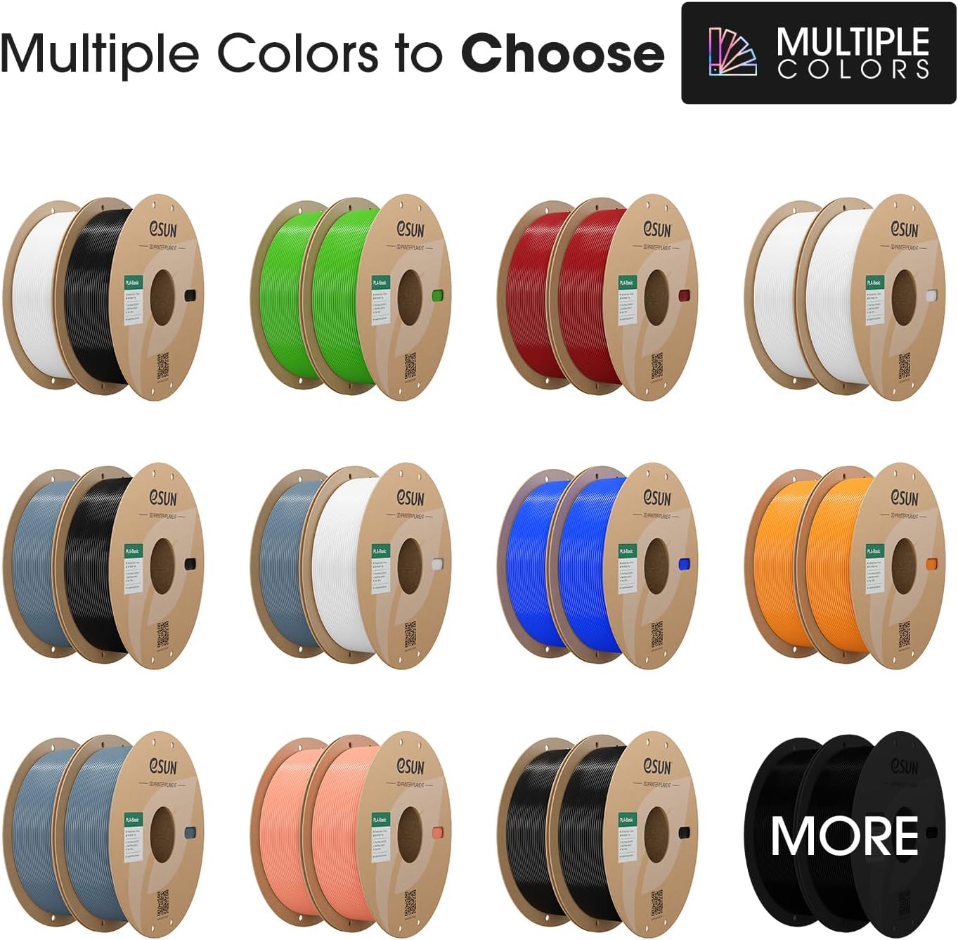 Detalle 2 de eSUN PLA Filament 1.75mm – Basic, toleranzgenau, 2 Spulen je 1 kg, Kaltes Weiß+Schwarz