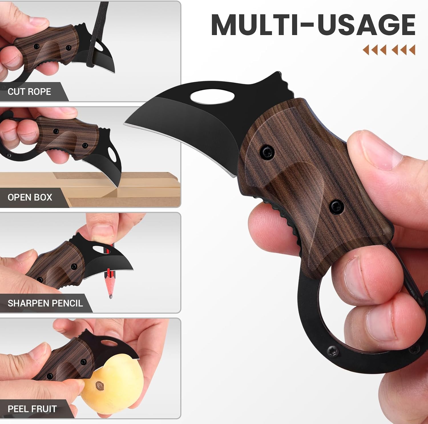 Thumbnail 3 de FUNBRO Small Pocket Knife, 1.34-Inch Stainless Steel Blade, Wood-Grain Finish