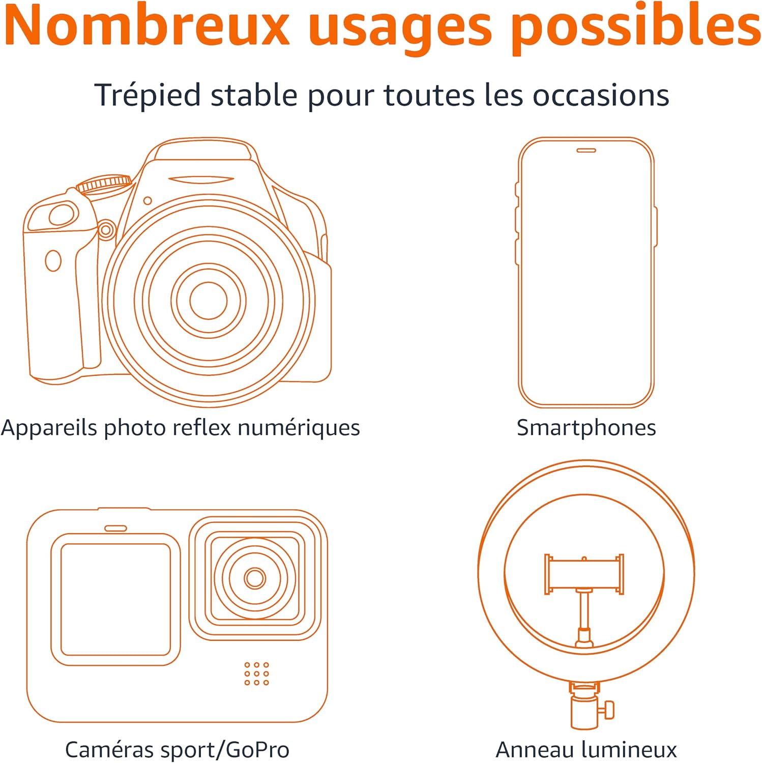 Detalle de Amazon Basics trépied extensible pour téléphone et perche à selfie 162 cm, avec télécommande sans fil