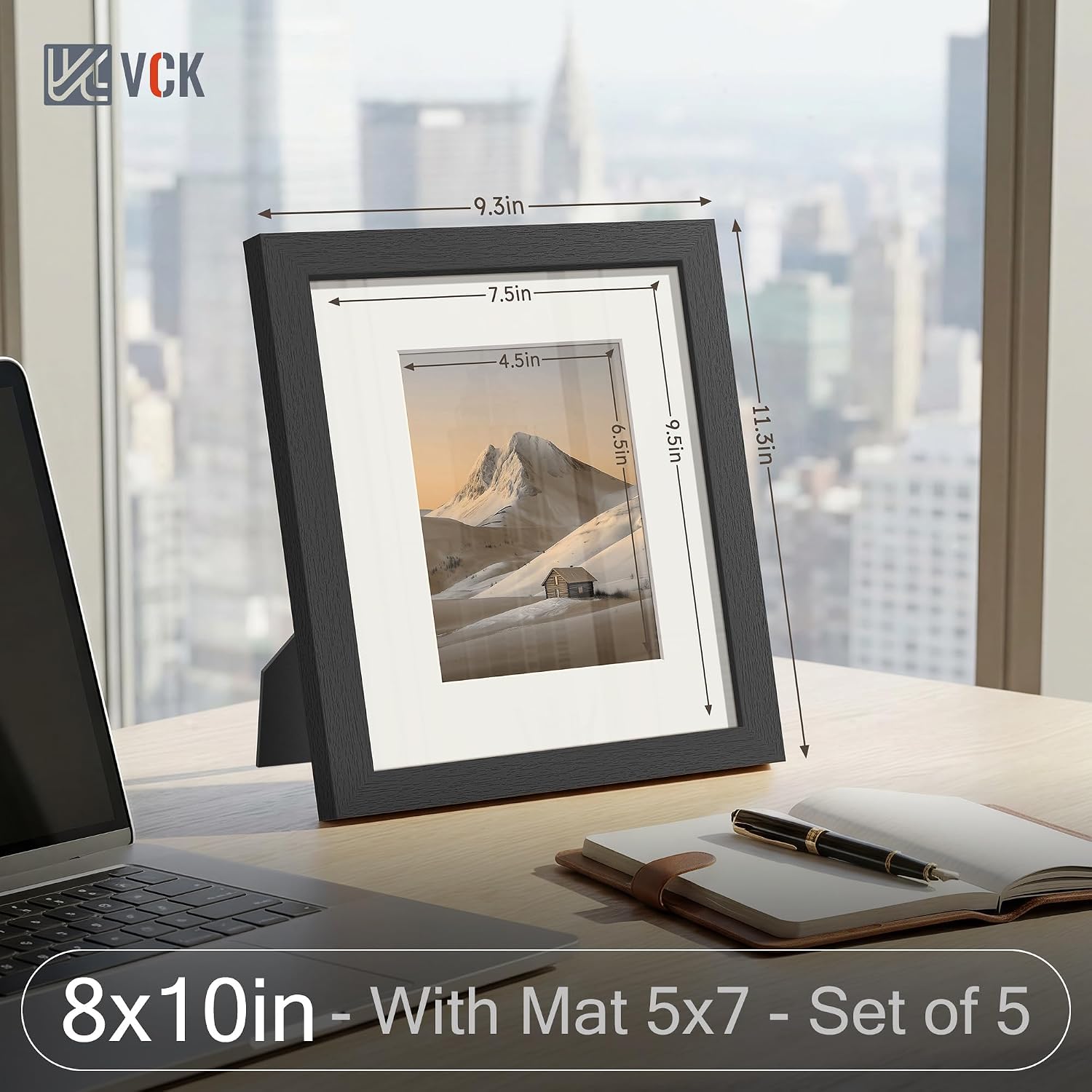 Thumbnail 1 de VCK 8x10 Picture Frame Set of 5 – Versatile Black Frames for 5x7 or 8x10 Displays