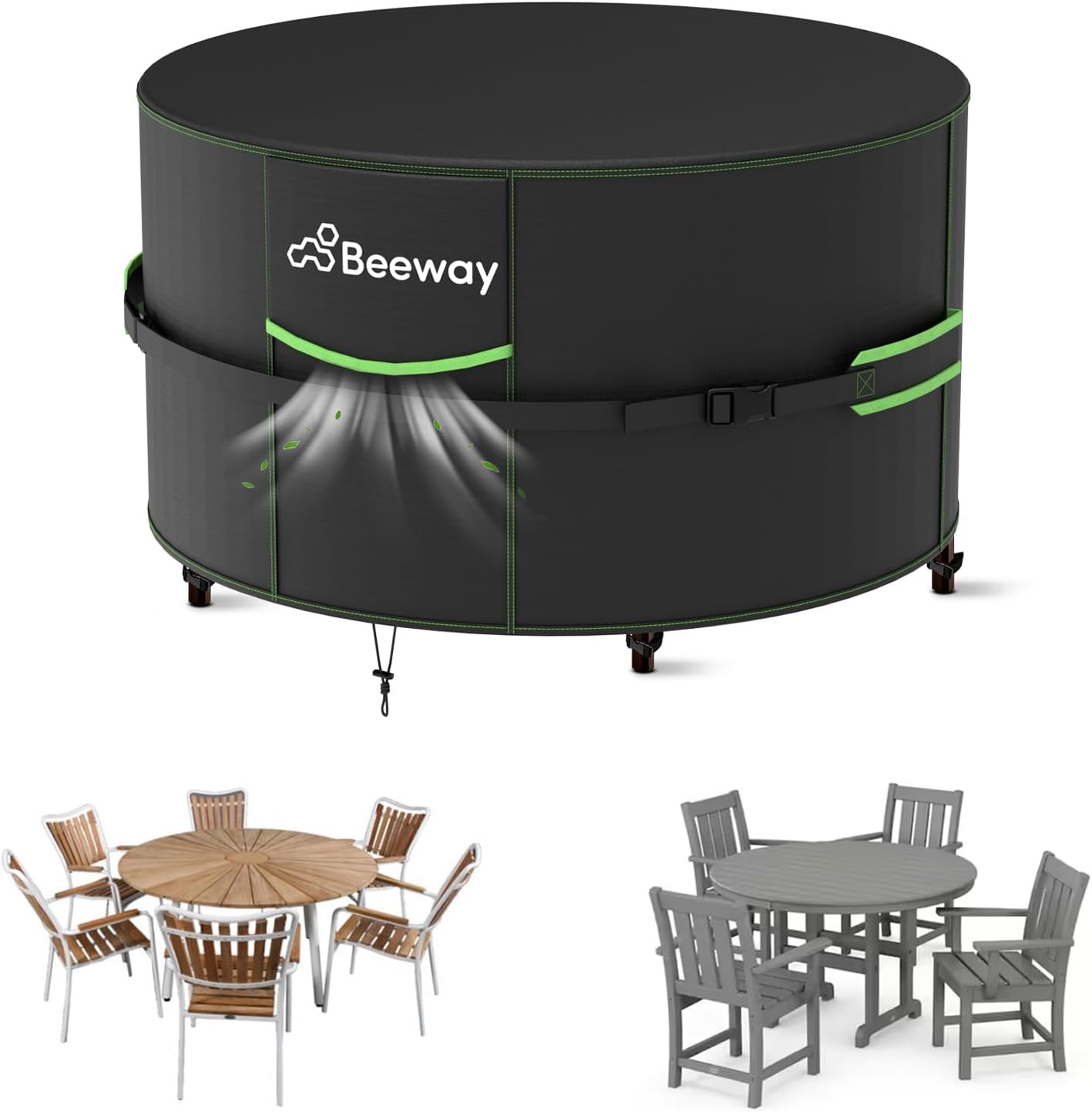 Detalle de BEEWAY Round Garden Table Cover 190 cm