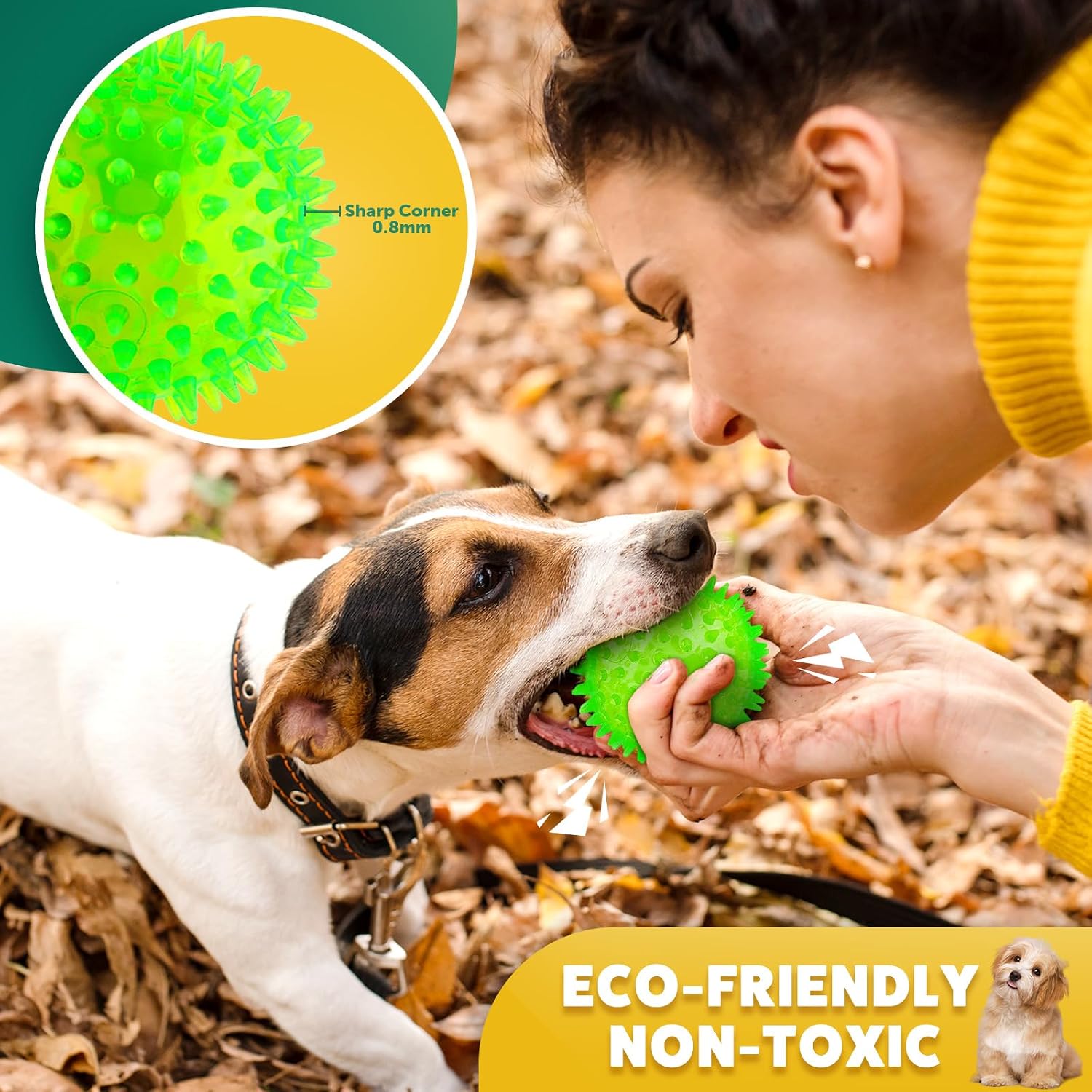 Detalle de PUPTILY DCB-007 Dog Toy Balls, 2.5-Inch Squeaky Natural Rubber, 5-Pack