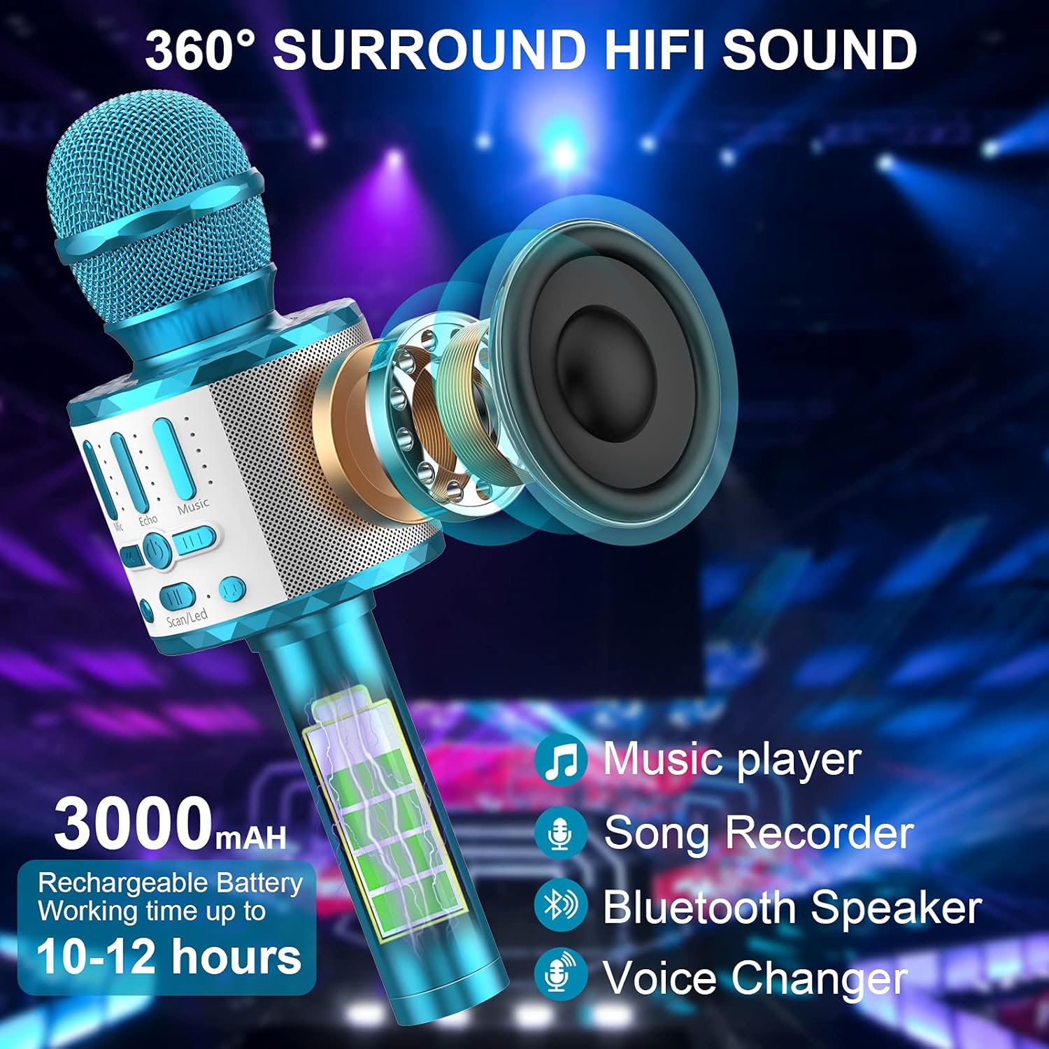 Thumbnail 5 de Karaoke Mikrofon LED Bluetooth