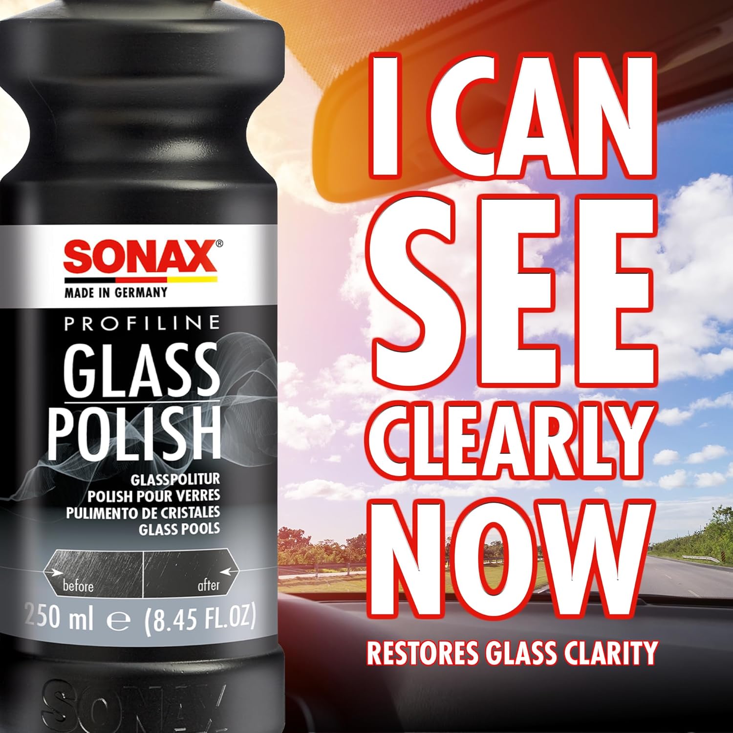 Thumbnail 3 de SONAX PROFILINE Glass Polish (250 ml) – polissage sans silicone pour vitres automobiles