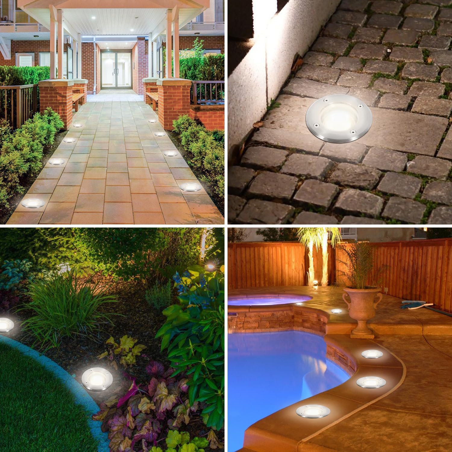 Thumbnail 6 de Fiqops set 8 faretti da pavimento esterni IP67 con LED GU10 3W regolabili