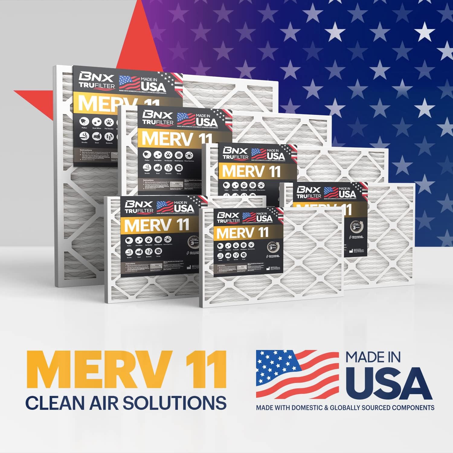 Thumbnail 6 de BNX TruFilter 20x25x1 Air Filter, MERV 11 (6-Pack) – Made in USA