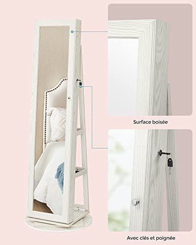 Thumbnail 9 de SONGMICS Armoire à Bijoux JBC62W : Organisateur 3-en-1 avec Miroir et Pivotement à 360°