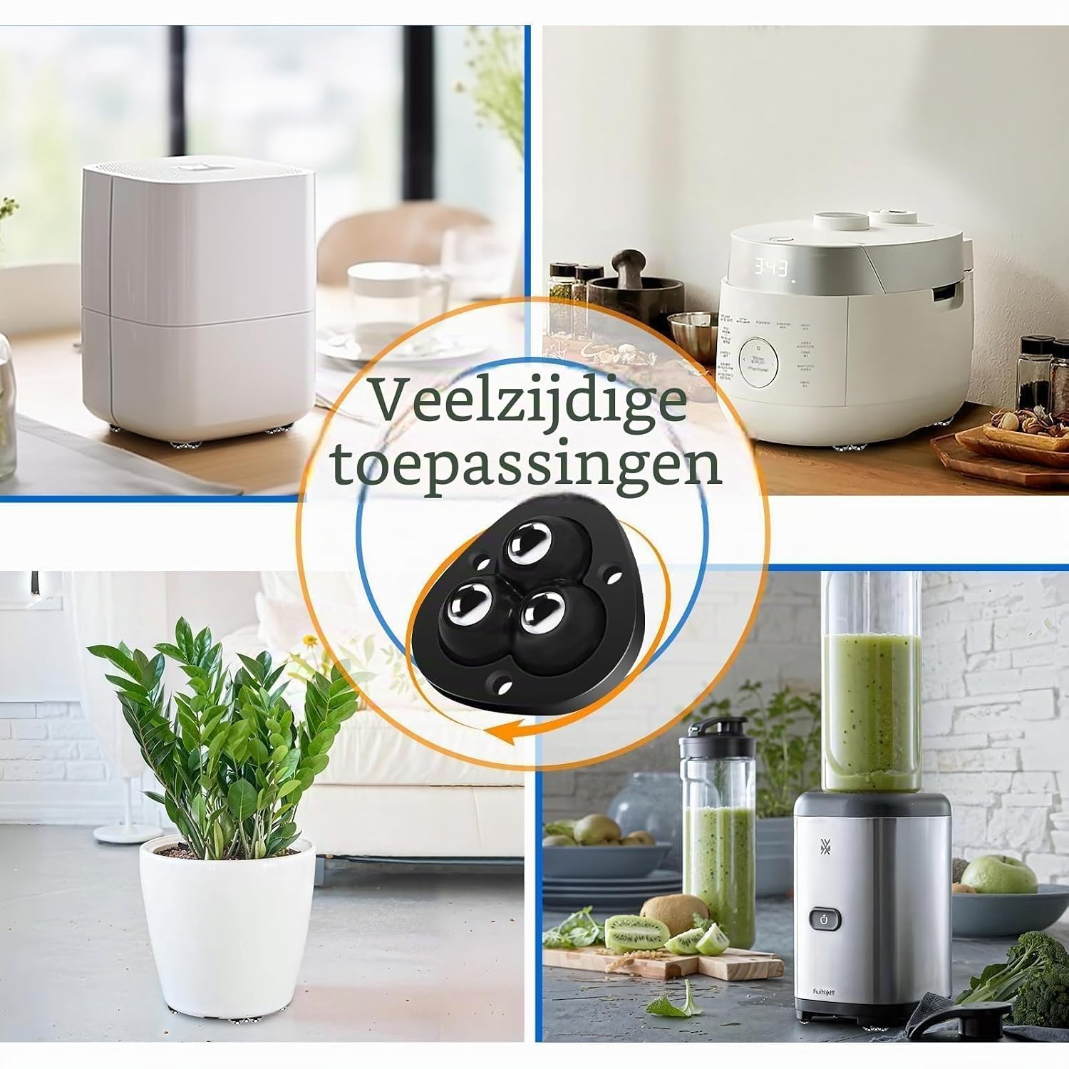 Thumbnail 6 de TRVL FIELDER mit 3 Kugellagern zelfklevende miniwielen, 360° draaibaar, zwart