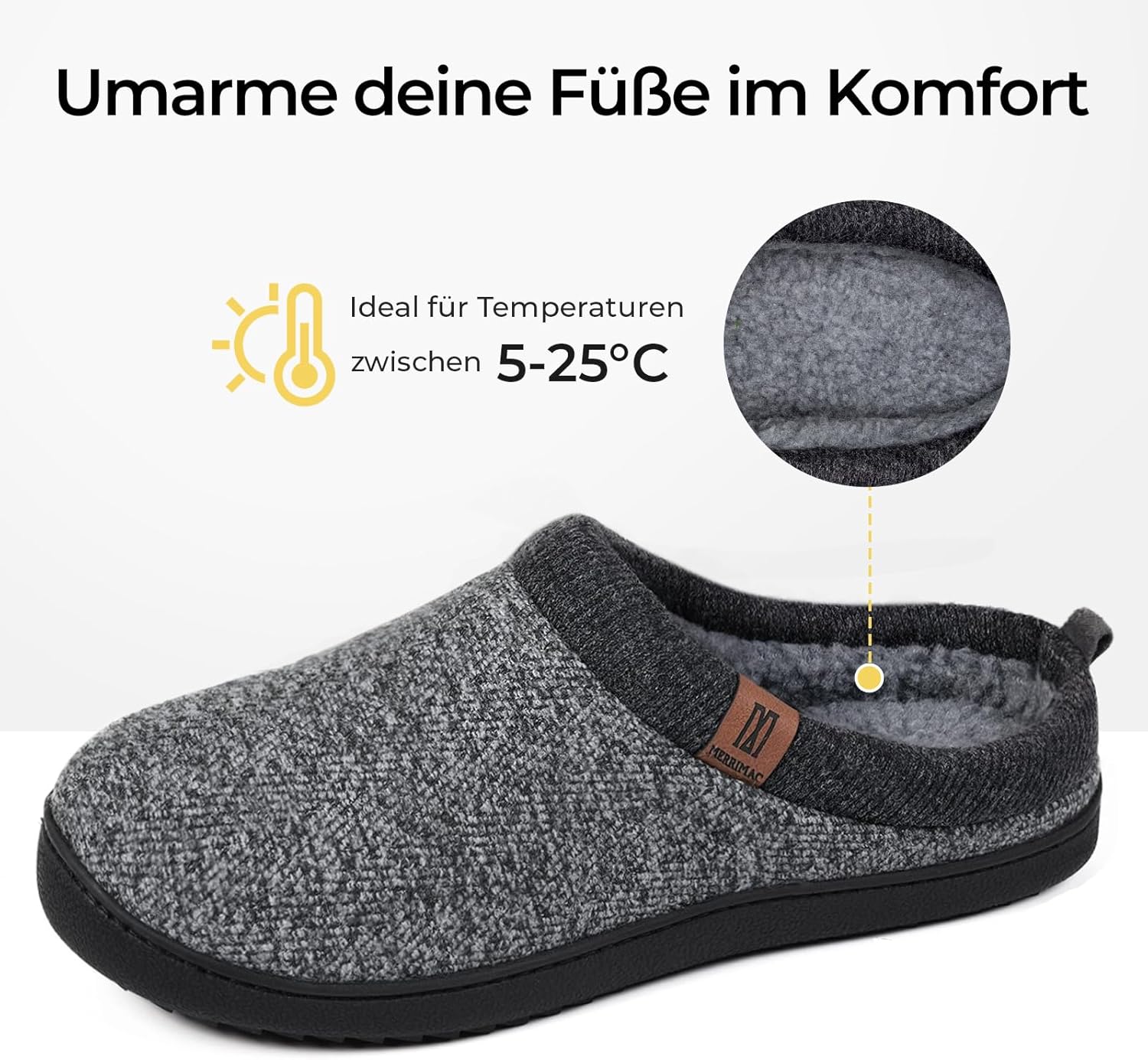 Thumbnail 4 de MERRIMAC Herren Slip-on Hausschuhe mit Memory-Schaum und rutschfester TPR-Sohle