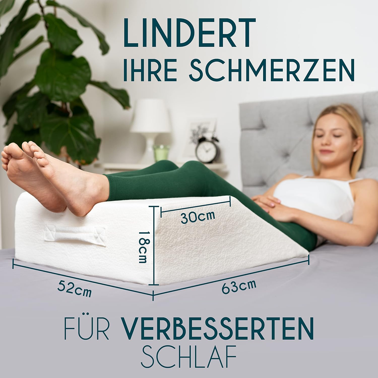 Thumbnail 2 de Dreamzie Ergonomisches Beinhochlagerungskissen 63x52x18 cm – Memory-Schaum, hypoallergen, Waschbar