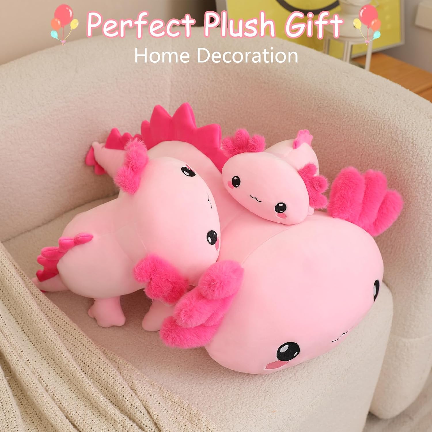 Detalle 2 de SQEQE Weighted Axolotl Plush: A Soft, Weighted Pillow Companion