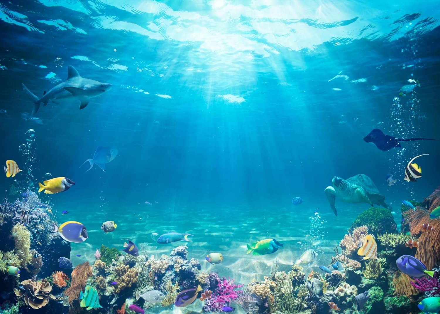 BELECO Underwater World Backdrop (1.5x1m) polyester fabric for sea-themed photo shoots