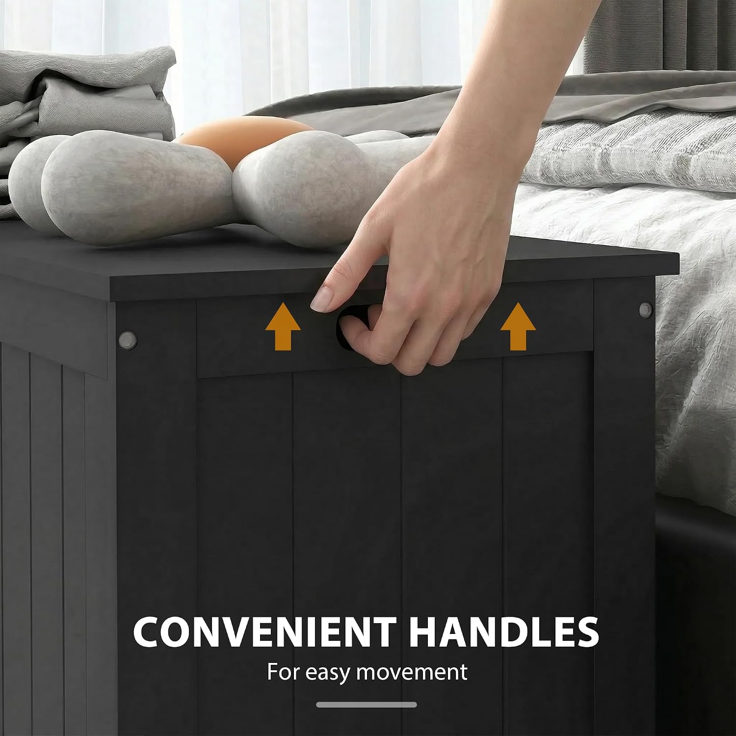 Thumbnail 5 de HOMCOM 838-444V82BK Storage Bench, Black, with 2 Safety Hinges