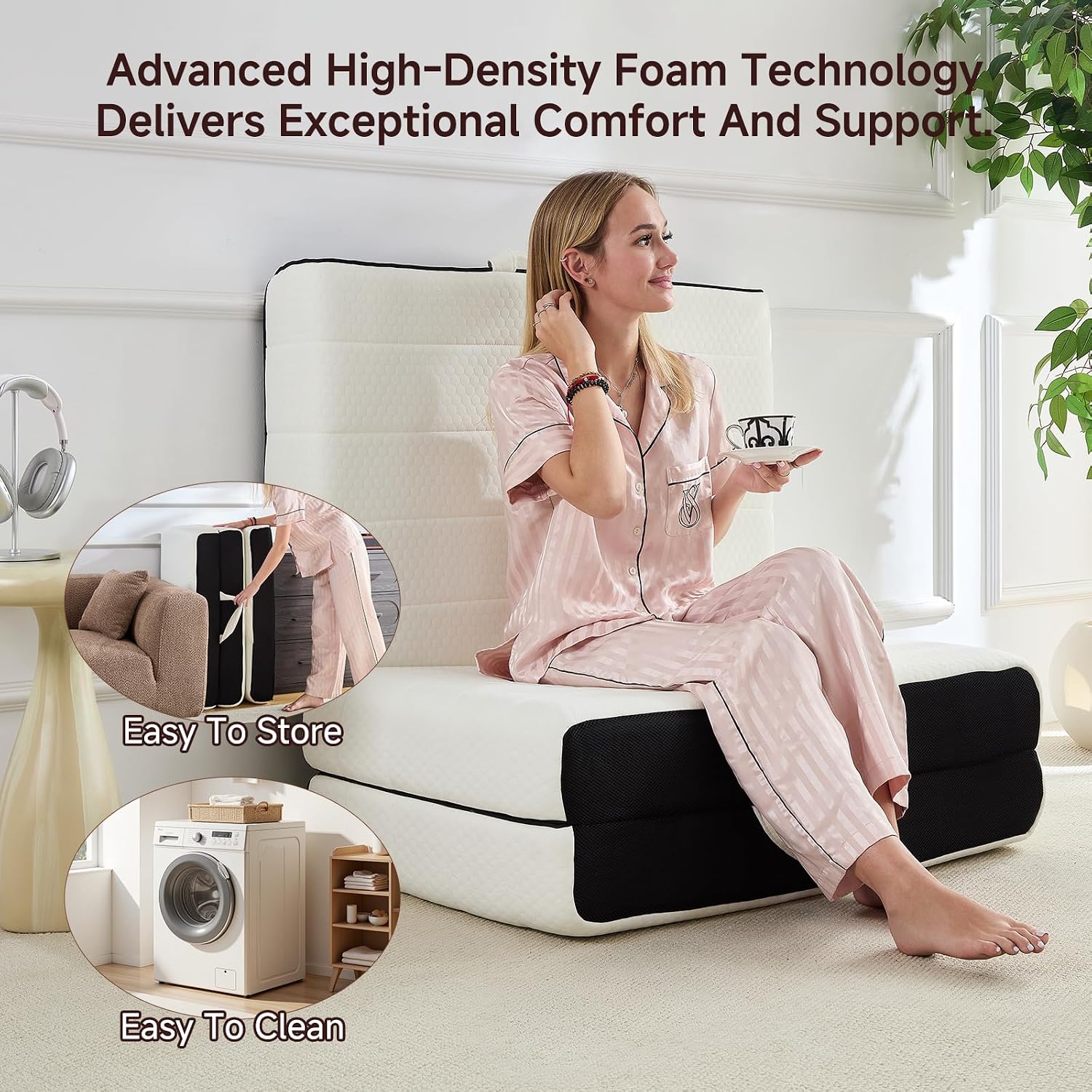 Thumbnail 6 de ROXGOX Foldable Mattress: Queen Tri-Fold Memory Foam with Washable Cover