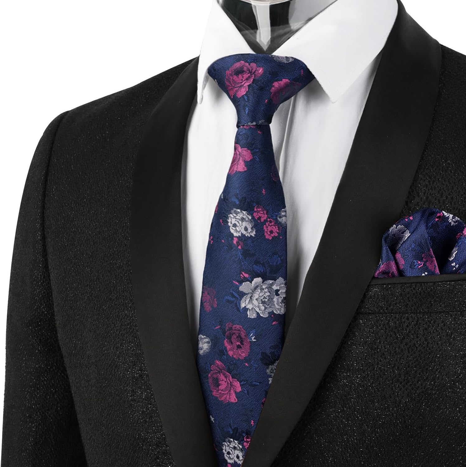 Thumbnail 4 de Alizeal Floral Pattern Tie with Pocket Square Set for Smart Casual to Formal Occasions