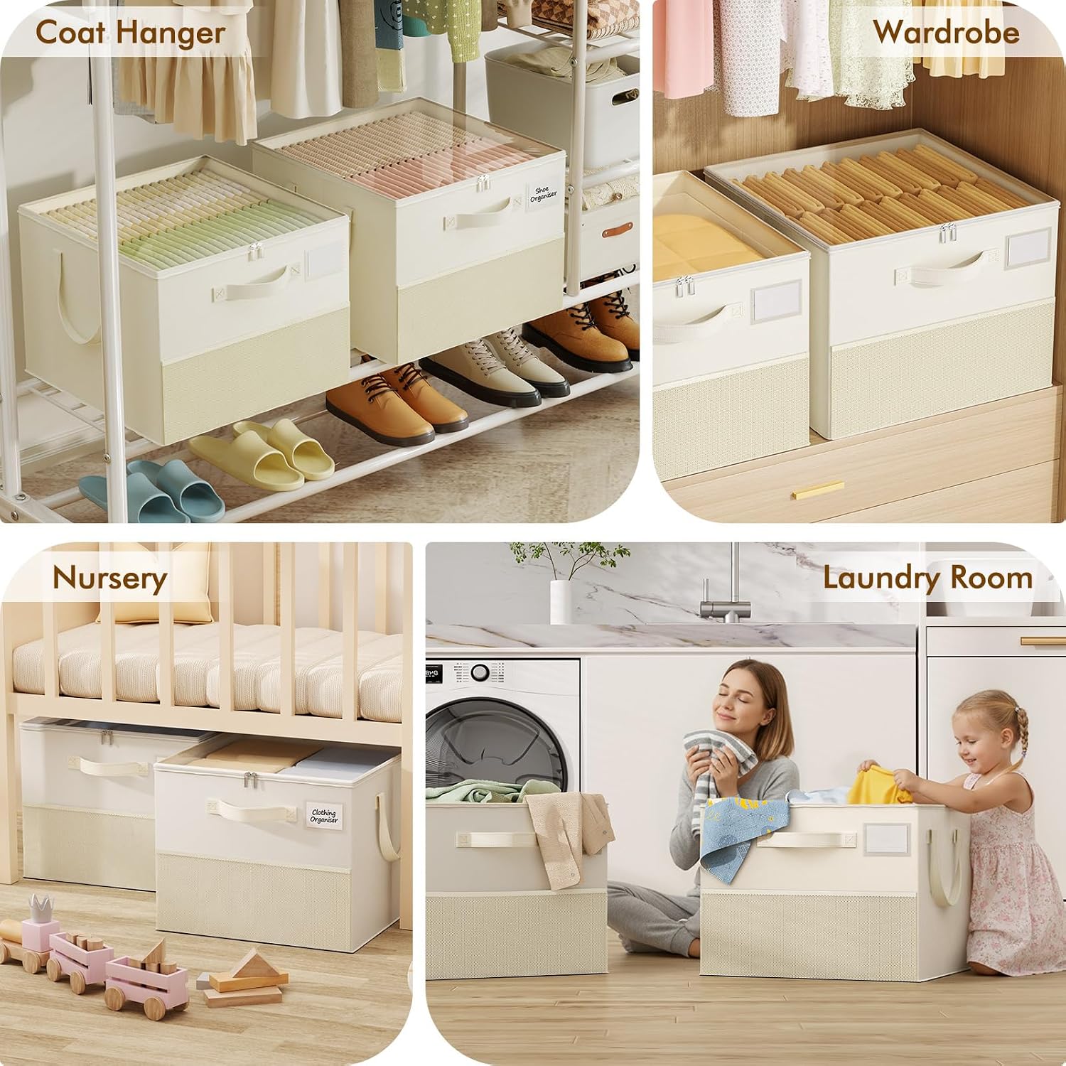 Thumbnail 2 de NestOrganix 2 Pack Shoe Organizer for Closet (Large, Foldable, with Adjustable Dividers)
