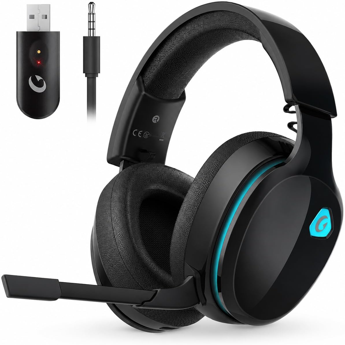 Detalle de AOC Captain 300 Wireless Gaming Headset, 2.4GHz, Bluetooth 6.0, 45-Hour Battery