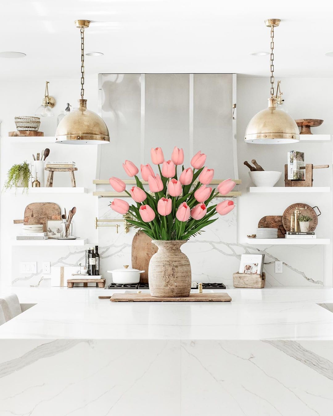 Thumbnail 2 de Briful 10er Set künstliche Tulpen Hellrosa (Real-Touch) – biegsame Deko-Blumen, ca. 34 cm