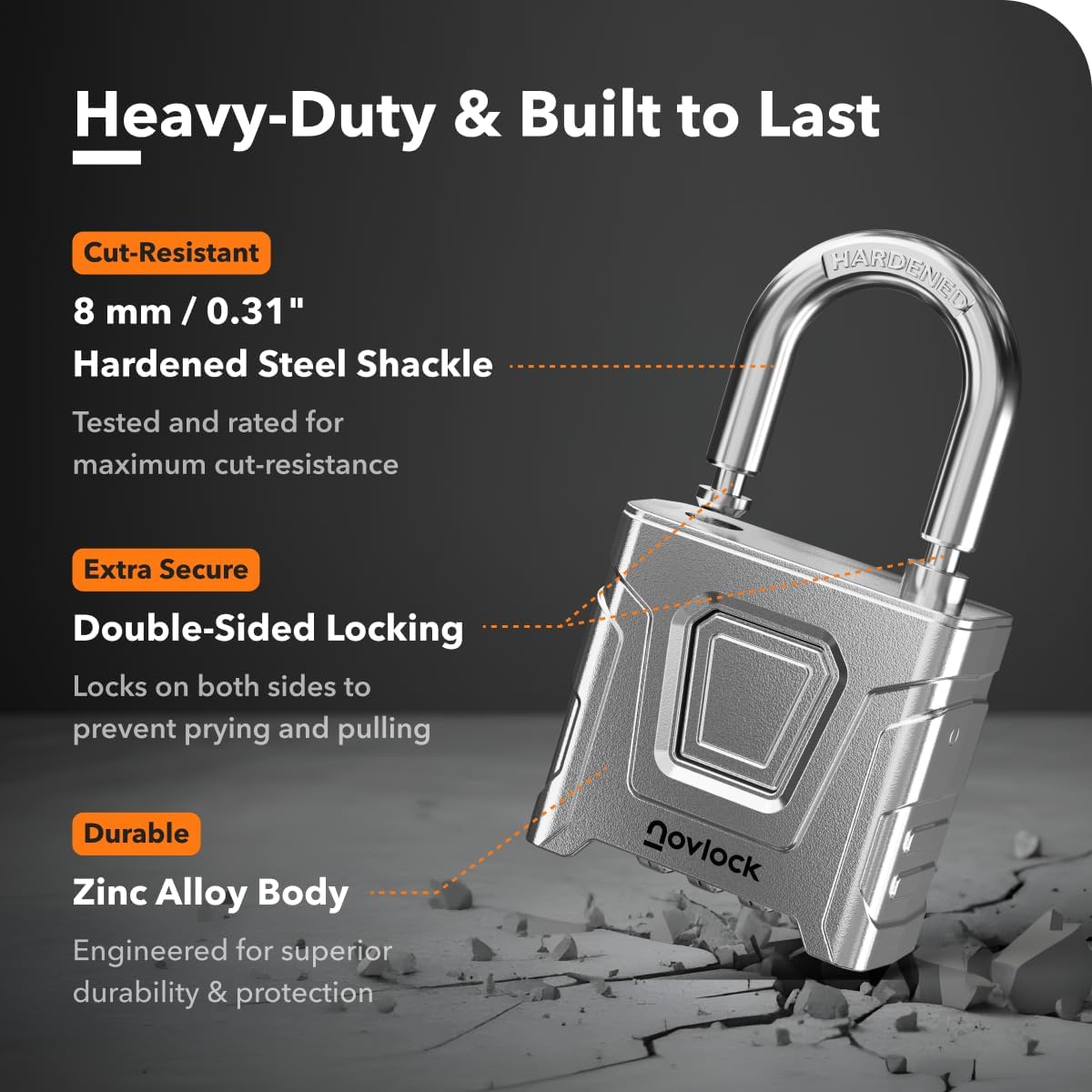Detalle 2 de NovLock Outdoor Combination Padlock, 0.31-Inch Shackle