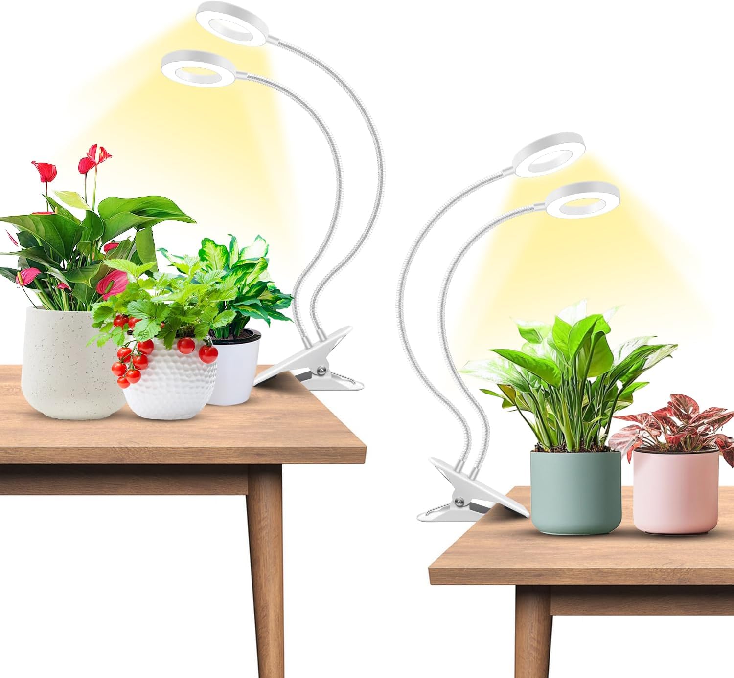 Detalle de Wiaxulay BL-B20E Clip-On Grow Light, 2-Pack, Full Spectrum with Timer