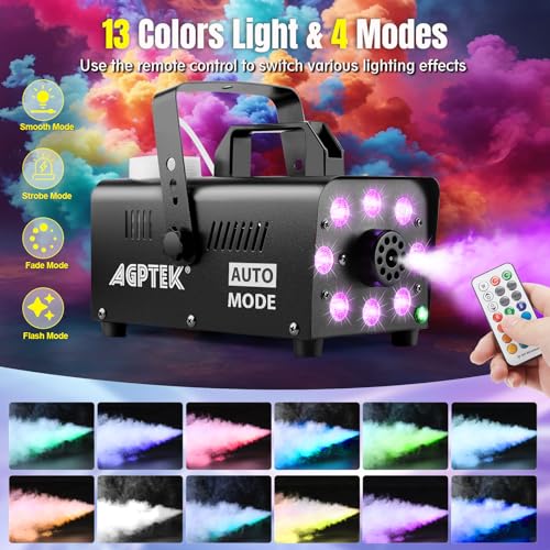 Thumbnail 1 de AGPtEK Nebelmaschine – Rauchmaschine mit Auto-Sprühen Modus, 500 W, 13 RGB-Farben
