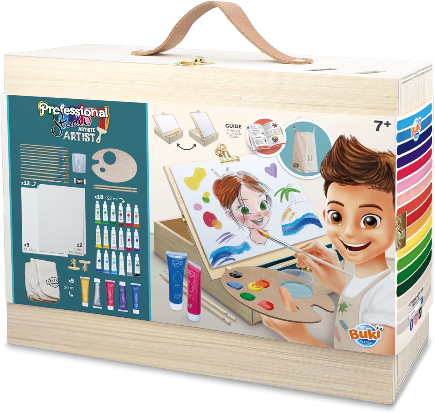 Detalle de Buki France Professional Studio Atelier Artiste Wooden Acrylic Painting Case with Easel